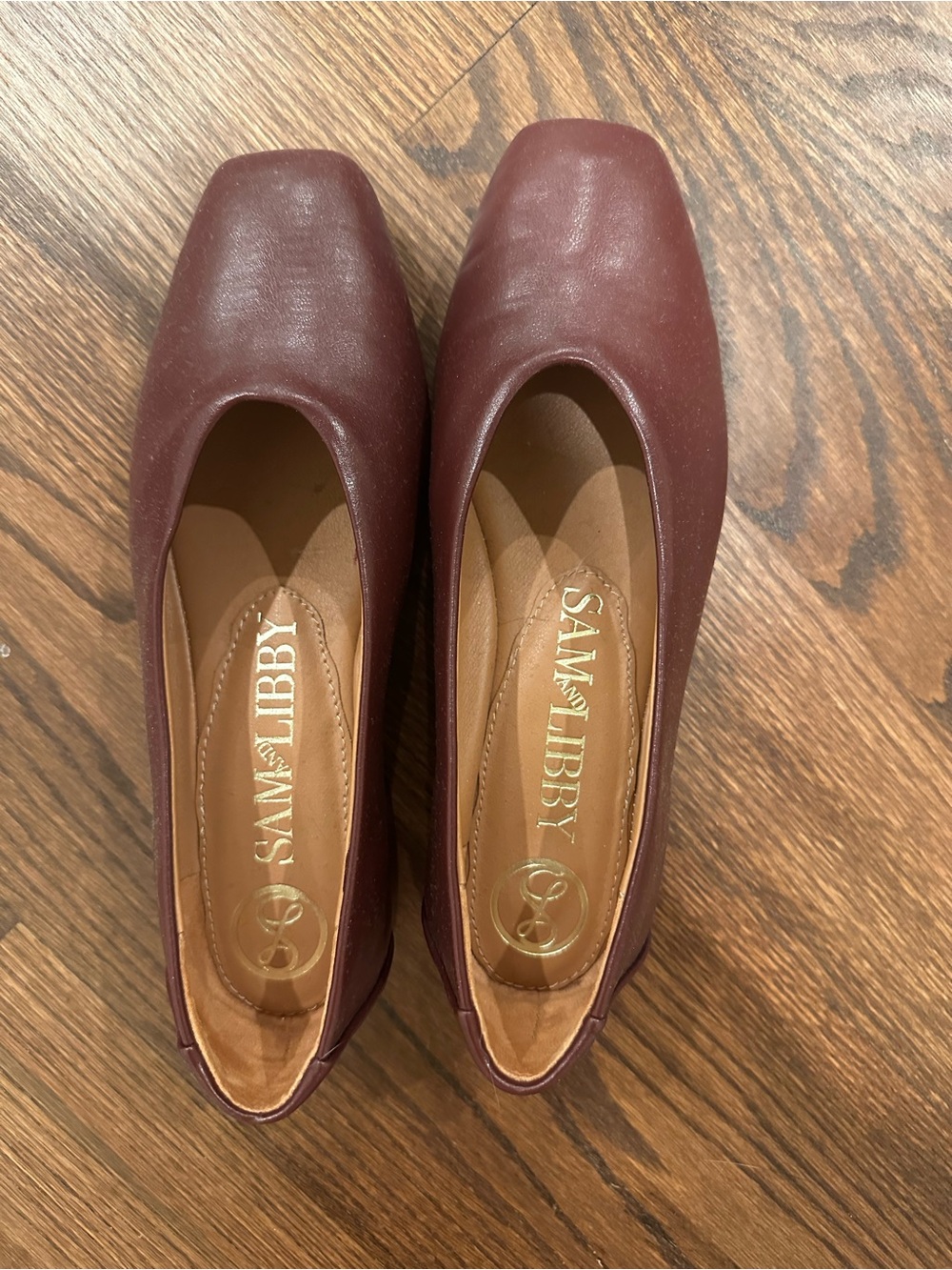 Sam & Libby Wine Red Square-Toe Flats